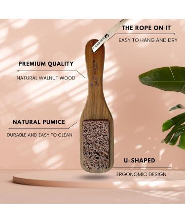 Eco Bath Londo Walnut Wood Pumice Foot File - Luxury Double Sided Pumice Stone Pedicure Tool for Feet Natural Exfoliating Foot Scrubber Dead Hard Skin and Callus Removal - Buy Online on GoSupps.com