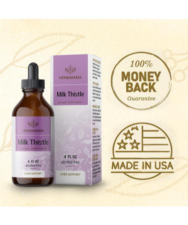 HERBAMAMA Organic Milk Thistle Seed Liquid Drops - Liver Detox Supplement - Alcohol-Free - 4 fl oz - Buy Online on GoSupps.com