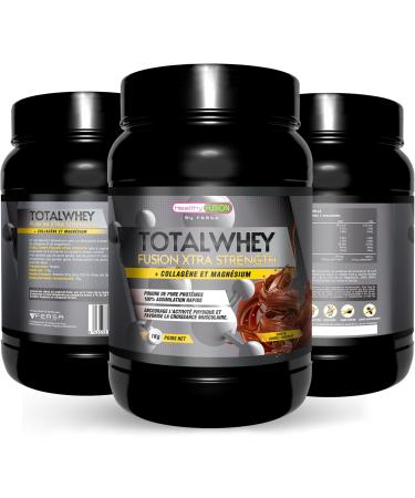Healthy FUSION Whey Protein Collagen and Magnesium | Rapid Assimilation | Increases Muscle Mass | Improves Your Sports Training and Promotes Muscle Recovery Chocolate 1000g - Buy Online on GoSupps.com