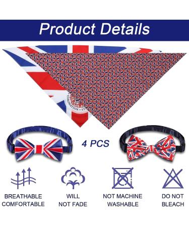 Dog Bandanas 2 Pcs Union Jack Bandana For Dog 2 Pcs Dogs Collar Bow Ties Pet Dog Kerchief Adjustable Strap Bandana For Dogs For Small Medium Large Girl Or Boy Dogs Cats Puppy Decoration Supply - Buy Online on GoSupps.com