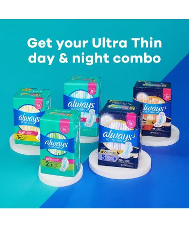 Always Ultra Thin Overnight Pads Size 4 with Wings - 96 Count - Buy Online on GoSupps.com