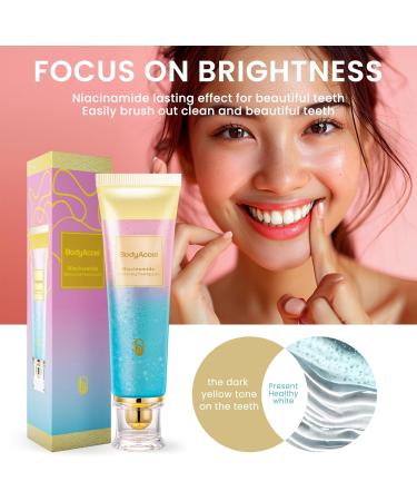 2 Pack BodyAccel Niacinamide Whitening Toothpaste Triple Whitening Niacinamide Toothpaste Brightens and Whitens Teeth Natural Gentle Fresh Breath 2pack - Buy Online on GoSupps.com