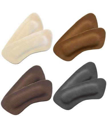 Comfort Heel Pads for Shoes Leather Heel Cushions for Heel Pain Relief Blister Prevention High Heel Comfort Pads for Women Men Heel Protectors and Liners (4 Pairs Mixed Leather)