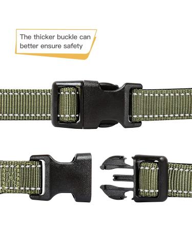 HEELE Reflective Neoprene Padded Dog Collar - Adjustable for Medium Dogs - Army Green - Size M (34-52cm) - Buy Online on GoSupps.com