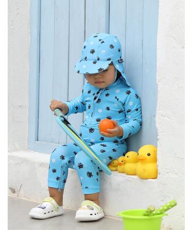 weVSwe Baby Toddler Sun Hat UPF 50+ Swim Cap Flap Neck Protection Adjustable Chin Straps Blue Crab 12-24 Months - Buy Online on GoSupps.com