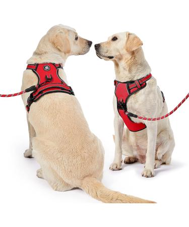 Nestroad XL Anti-Pull Dog Harness & Leash Set for Large Dogs - Red | Adjustable Neck 43-64cm & Chest 53-89cm - Buy Online on GoSupps.com