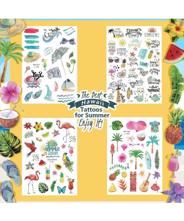 WHXGQ Waterproof Temporary Tattoos for Kids - Hawaiian Party Stickers | Multi-Colored Hawaiian Tattoo Designs - Medium Size - Buy Online on GoSupps.com