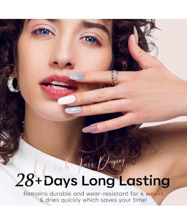 Modelones Gel Nail Polish 6 Colors Nude Gel Polish Pure White Glitter Brown Burgundy Red Champagne Gold Silver Fall Winter Nail Art Design Kit Basic Soak Off U V Gel Manicure DIY Salon at Home Gifts Nude White - Buy Online on GoSupps.com