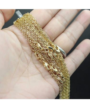Wholesale 12 PCS Gold Plated Brass Cable Chains Necklace Bulk - 18 Inch (2MM) - Buy Online on GoSupps.com