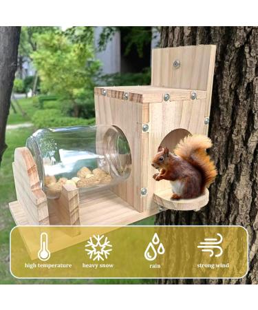 Squirrel Feeder Wooden Squirrel House Transparent Squirrel Feeders for Outside Garden Yard Corn Peanut Squirrel Feeder Squirrel Gifts Squirrel House Squirrel Houses for Outside Nesting Squirrel Gifts - Buy Online on GoSupps.com