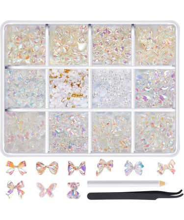 1 Box 3D Nail Charms Mixed Ribbon Resin Claw Rhinestone Accessories Nail Decoration Decoration 12FH02 - Buy Online on GoSupps.com