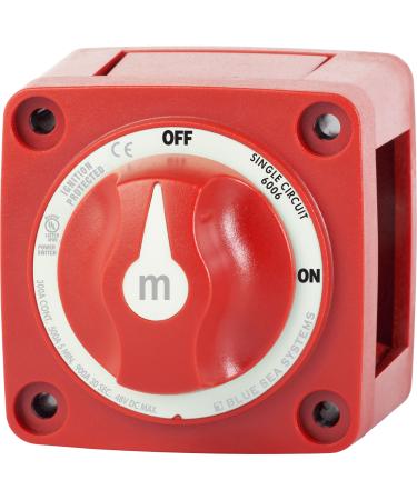 Blue Sea Systems 6006 m-Series Battery Switch ON/OFF with Knob, Red Red On-off W/Knob Switch