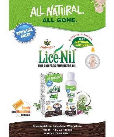 Lice-Nil Natural Head Lice Treatment Oil Kit - Kills Super Lice & Eggs - 4 FL OZ - Non Toxic & Pesticide Free - Complete Lice Eliminator Kit - Buy Online on GoSupps.com