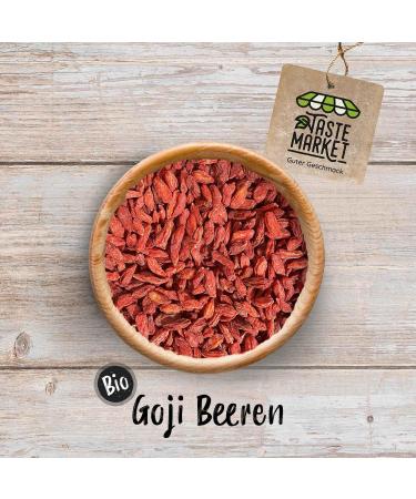  TASTE Guter Geschmack 200g Organic Goji Berries | Dried and Natural | Bocksdorn Fruit | Wolf Berry | Lucky Berry | Topping - Buy Online on GoSupps.com