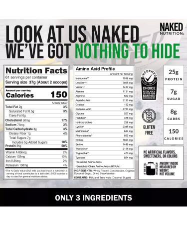 NAKED Strawberry Whey Protein Powder 5LB (61 Servings) + Collagen Peptides Protein Powder 20oz (60 Servings) Grass-Fed Bulk Non-GMO Gluten Free Soy Free - Buy Online on GoSupps.com