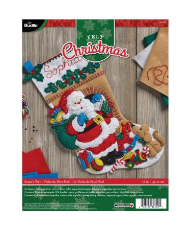 Bucilla Felt Applique Stocking Kit Santa's Visit  Size 18-Inch