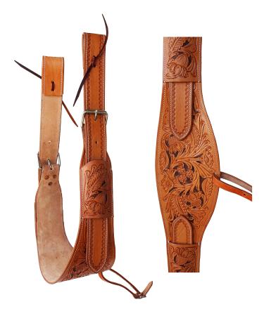 CHALLENGER Horse Western Floral Tooled Leather Rear Flank Saddle Cinch Billets 97RS01LT