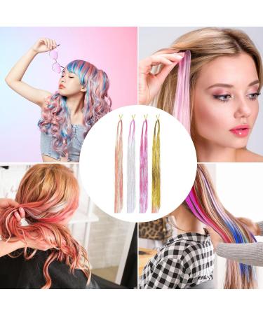 JSHDUSA Holographic Hair Tinsel | Hair Extensions Braided Hair Rope - Hair Tinsel Glitter Hair Extension Hair Shimmer Strands Hair Dye Colored - Buy Online on GoSupps.com