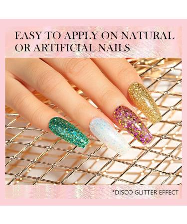 Glitter Nail Polish Set - Nail Varnish Quick Dry - Shiny Sparkly Glitter Nail Polish Set - Pink Gold Red Green 4 Colours Nail Art Manicure Varnish Set Glitter Nail Polish Set -2 - Buy Online on GoSupps.com