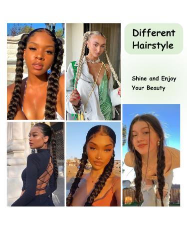Fulang Hair 2pcs Braid Ponytail Extension - Faded Gold Braided Hair Tie for Long Ponytail Art - Ideal for Women - Buy Online on GoSupps.com