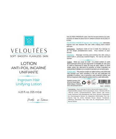 Veloutes Premium Ingrown Hair Unifying Lotion | Eliminates Ingrown Hairs | Made in France | For Men and Women | Improves Skin Texture and Tone - Buy Online on GoSupps.com