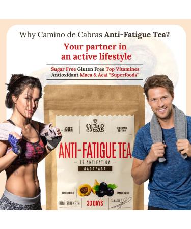 Anti Fatigue Tea - Natural Stress Relief Superfood Infusion with Rooibos, Maca, Acai, Gogi Berry, Hibiscus, Raspberry - Caffeine-Free - 100g - Buy Online on GoSupps.com