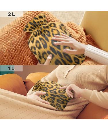 Leopard Print Hot Water Bottle 2L - Cozy Pain Relief & Winter Warmer for Hands & Feet - Buy Online on GoSupps.com