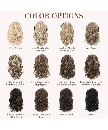 REECHO Claw Clip Ponytail Extension 10 Short Curly Synthetic Hairpiece Dark Brown with Highlights - Buy Online on GoSupps.com