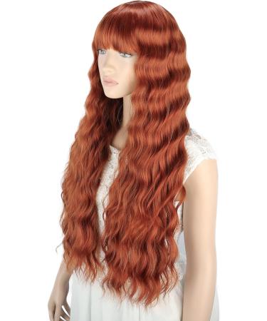 YEESHEDO Auburn Long Hair Wig for Women - Natural Curly Wavy Synthetic Fringe Red Wig - 28 Inches for Party, Cosplay or Daily Wear - Buy Online on GoSupps.com