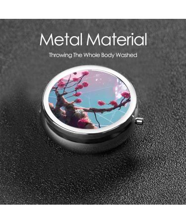 Small Pink Flowers Round Pill Box - 3 Compartment Travel Organizer for Pills | Portable & Stylish - Buy Online on GoSupps.com