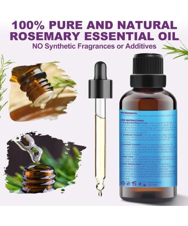 Organic Rosemary Oil for Hair Growth - 100% Pure Essential Oil with Hair Roller | Non-Greasy Hair Growth Serum for Women & Men - Eyebrow, Eyelash and Scalp Care - Buy Online on GoSupps.com