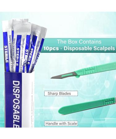 Disposable Sterile Scalpel 11 for Podiatry & Professional Corn Callous Knife - Carbon-Steel Blades, Plastic Handle - Box of 10 - Buy Online on GoSupps.com