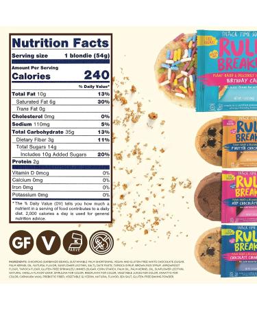 Rule Breakers Birthday Cake Blondie Cookies | Vegan Gluten-Free Snacks | Plant-Based & Allergen-Free | Soft-Baked School Safe Treats | Pack of 24 - 1.9 oz - Buy Online on GoSupps.com