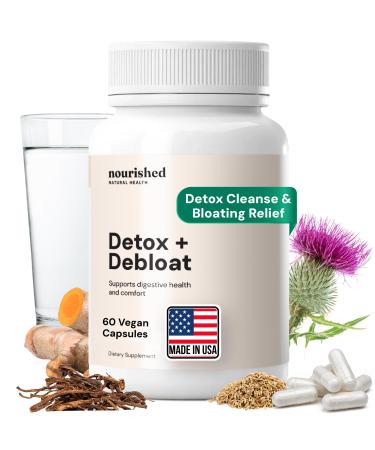 Nourished Natural Health Detox + Debloat - Detox Cleanse and Bloating Relief for Women - Liver and Digestive Support with Milk Thistle Dandelion Fennel & Turmeric | Vegan Gluten-Free - 60 Capsules 60 Count (Pack of 1)