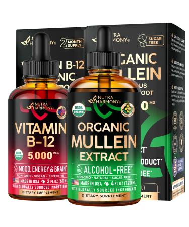NUTRAHARMONY Organic Mullein Drops & Vitamin B12 Drops