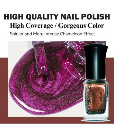 Chrome Nail Polish - 6ml Chameleon Nail Polish Holographic Glitter Nail Varnish Quick Dry Polish for Nail High Shine Finish Long Lasting Nail Paint No Need Cure Gel Nail Polish for Women DIY at Home N44 - Buy Online on GoSupps.com