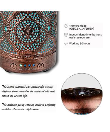 BAIESHIJI Metal Vintage Essential Oil Diffuser 100ML - Aromatherapy Diffuser with Waterless Auto Shut-Off - Cool Mist Humidifier for Home and Office - Buy Online on GoSupps.com