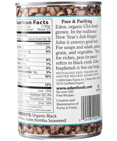 Eden Organic Black Eyed Peas - 15 oz Can - Buy Online on GoSupps.com