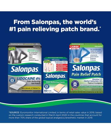 Salonpas Pain Relieving Large Patches 5.67 x 3.62 - 18 Patches (6 Ea x Pack of 3) - Buy Online on GoSupps.com