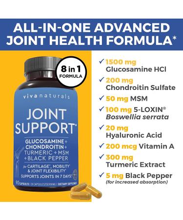 Joint Supplement with Glucosamine, Chondroitin, MSM, Turmeric, Boswellia & Hyaluronic Acid - 90 Capsules for Joint Support, Mobility & Comfort - Buy Online on GoSupps.com
