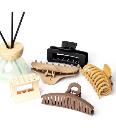 Alhadi 5 Designs Large Hair Clips for Women - Rectangular Claw Clips for Thick Hair - Non-Slip Banana Clip - Matte Square Hair Clips - Extra Large Claw Clips - Multiple Colors - Buy Online on GoSupps.com