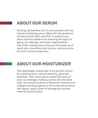 Skin Exfoliator Duo: AHA-BHA Face Serum & Moisturizer Set - No Parabens Sulphates Silicones | International Shipping - Buy Online on GoSupps.com