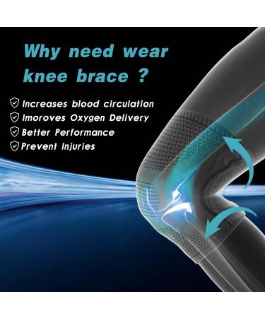 2 Pack Professional Ultra Knee Compression Sleeve for Men Women - Grey Large - Knee Braces for Pain Relief and Support - Buy Online on GoSupps.com