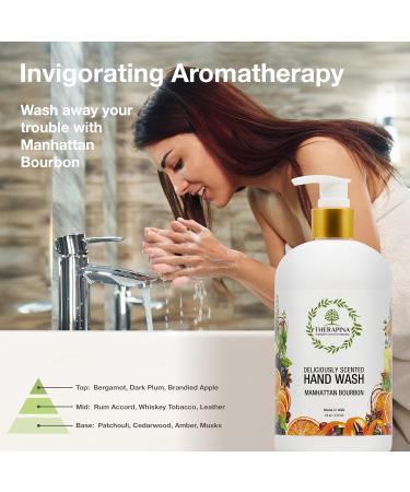 Aromatherapy Luxury Liquid Hand Soap - Vegan & Moisturizing with Aloe Vera - Manhattan Bourbon Scent - 16 Oz for Bathrooms & Kitchen - Buy Online on GoSupps.com