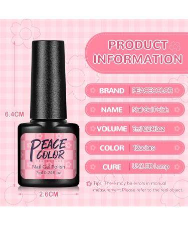 PEACECOLOR 7ML Nail Gel Polish Set 12Pcs with Top and Base Coat Matte Top Coat Pink Purple Glitter Gel Nail Kit U V/LED Lamp Needed Color Collection Gifts for Women DIY Nail Art XA-44 - Buy Online on GoSupps.com
