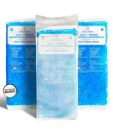 3x premium cooling pad cooling compress |XXL cold warm compress 29x12cm including VLies shell |Multiple compress cooling pads gel as a cooling pillow cold compress z.Cooling of pain for children & adults blue