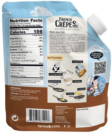 French Crepes Mix 16oz Pack - Just Add Milk - Resealable & 100% Recyclable - Buy Online on GoSupps.com