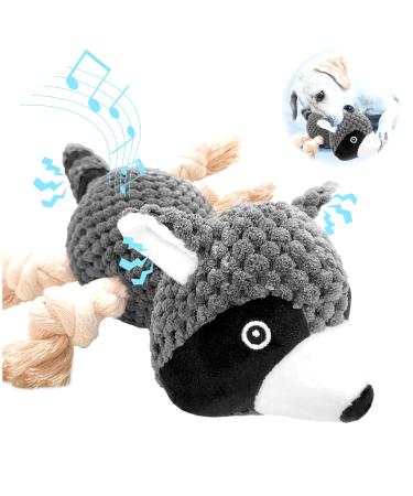 SQinor dog toys plush squeaking interactive stable toy for large small dog and puppy - cuddly toy for dogs (raccoon)