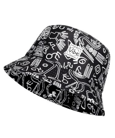 Vibe Festival Gear Bucket Hat Unisex for Men Women Fashion Fishing Hat Cute Fisherman Cap Bw Tribal Medium