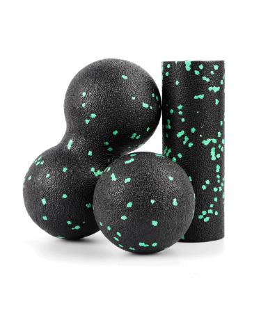 Fascia ball set with massage ball peanut fascia duo ball and foam roller fascia ball fascia roll for spine acupressure plantar fasciitis reflexzone massage